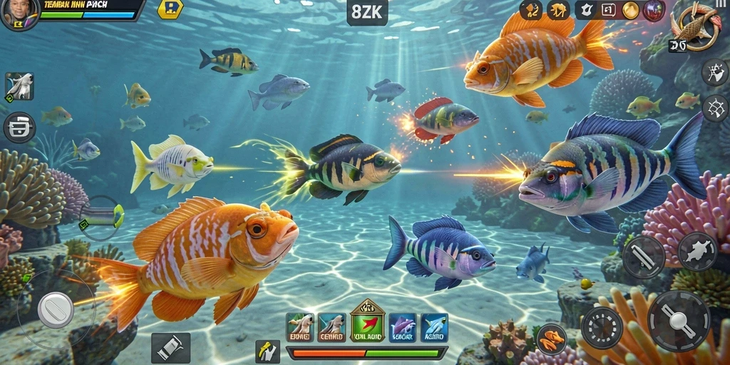 Gameplay mendebarkan dalam aplikasi 8ZK Tembak Ikan.