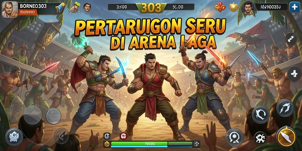 Gambaran gameplay seru di arena pertarungan BORNEO303.