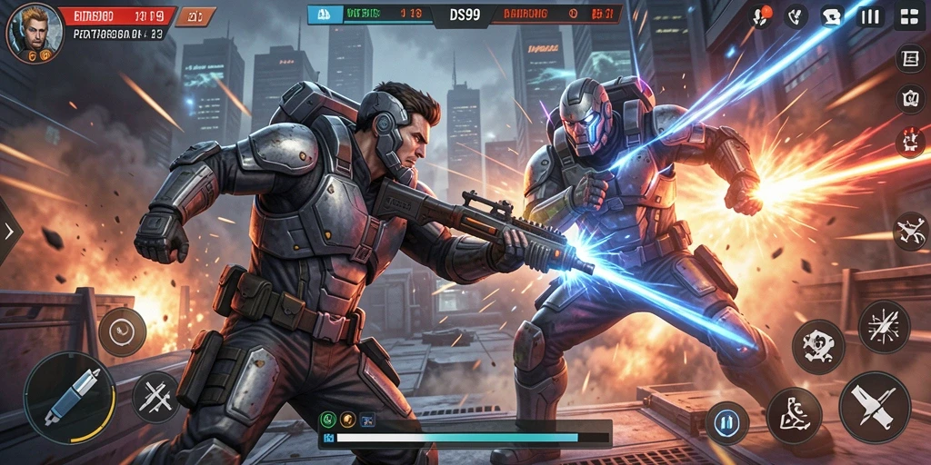 Gameplay menegangkan DS99 dengan pertempuran seru dan grafis menarik.