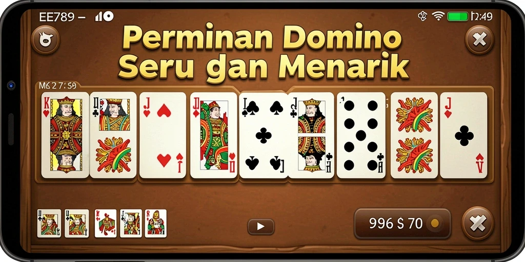Screenshot gameplay EE789 yang menampilkan suasana seru permainan Domino.