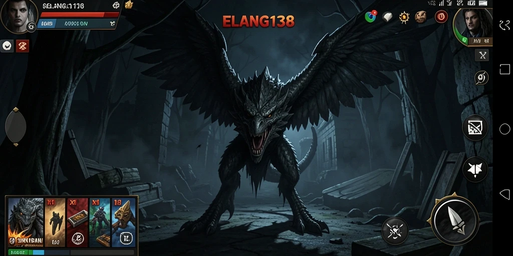 Tampilan menyeramkan dalam gameplay ELANG138 dengan atmosfer yang mencekam.