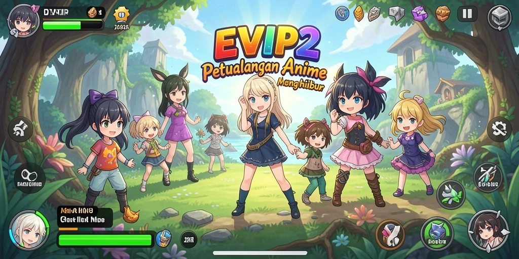 Tampilan gameplay EVIP2 dengan karakter Anime yang menakjubkan.
