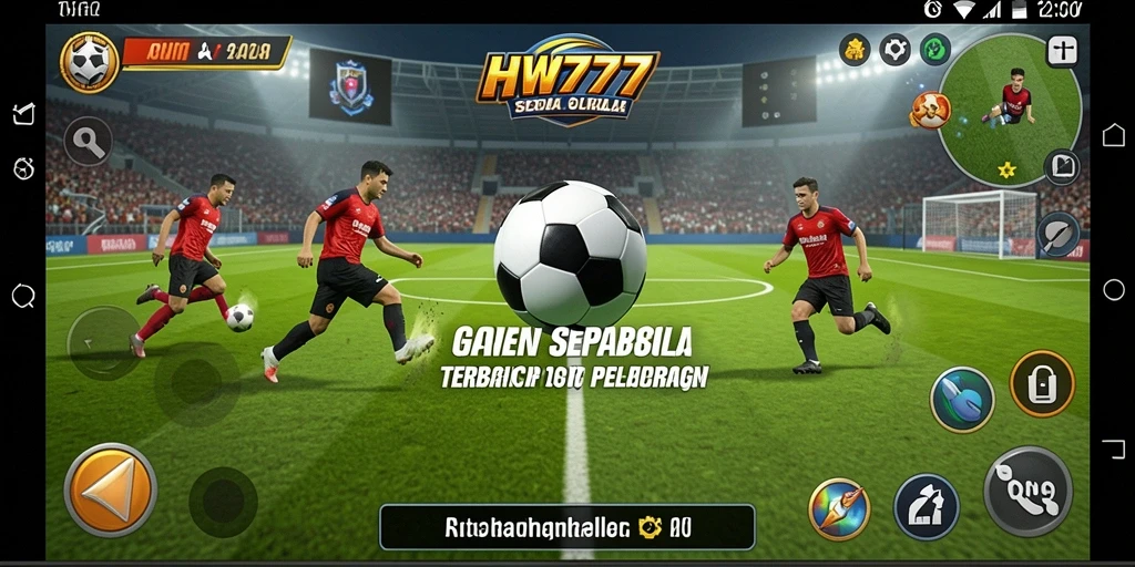 Tampilan gameplay HW777 yang memukau dengan aksi sepak bola yang seru.