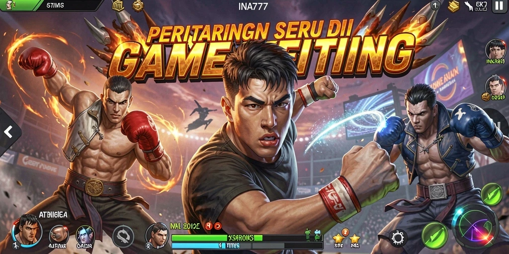 Tampilan gameplay Fighting INA777 dengan gerakan seru dan karakter beragam.