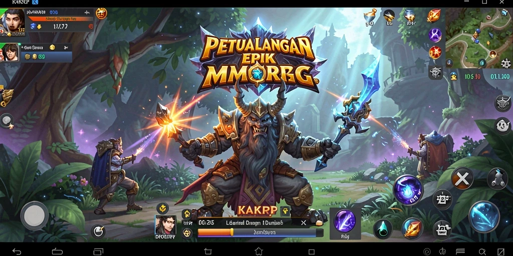 Tampilan layar utama KAKRP yang memukau, menampilkan karakter dan lingkungan permainan.