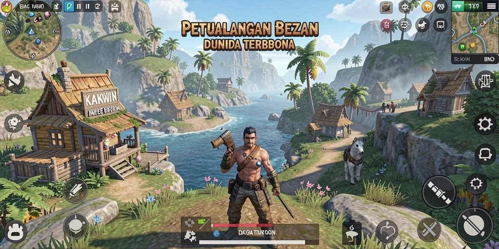 Tampilan gameplay KAKWIN yang menakjubkan di dunia terbuka.