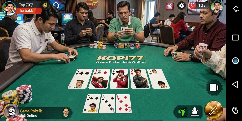 Tangkapan layar KOPI77 menunjukkan aksi seru permainan poker.