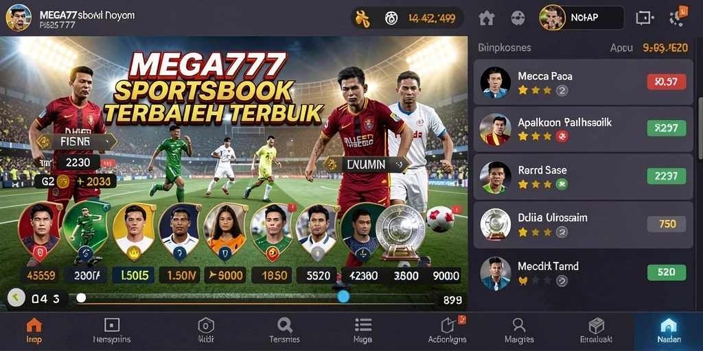 Tampilan antarmuka MEGA777 yang menarik saat taruhan olahraga.