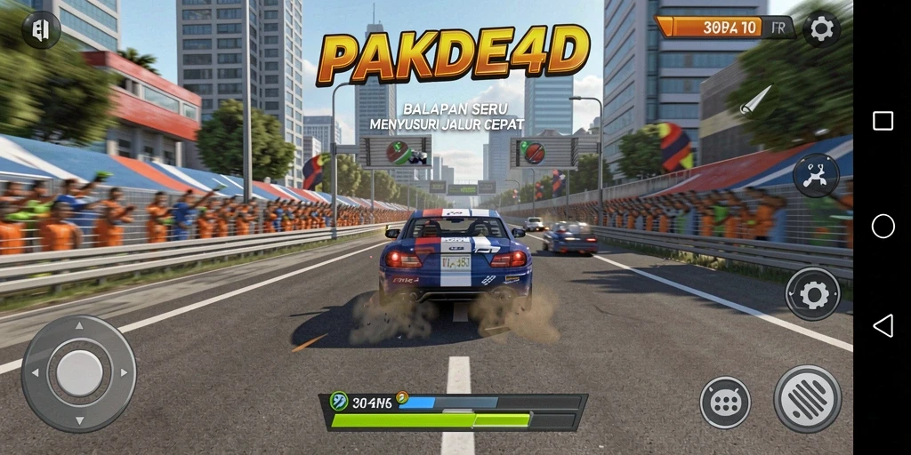Tangkapan layar PAKDE4D menampilkan aksi balapan yang seru dan mendebarkan.