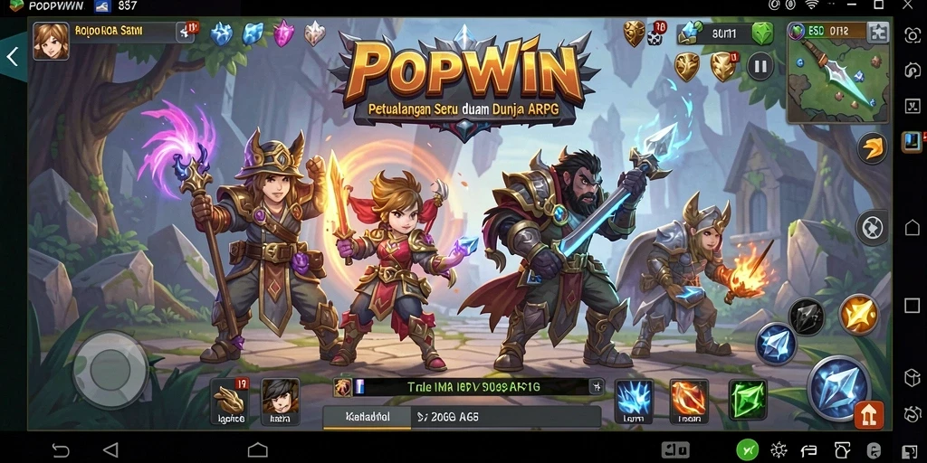 Tampilan gameplay POPWIN dengan aksi ARPG yang mendebarkan.