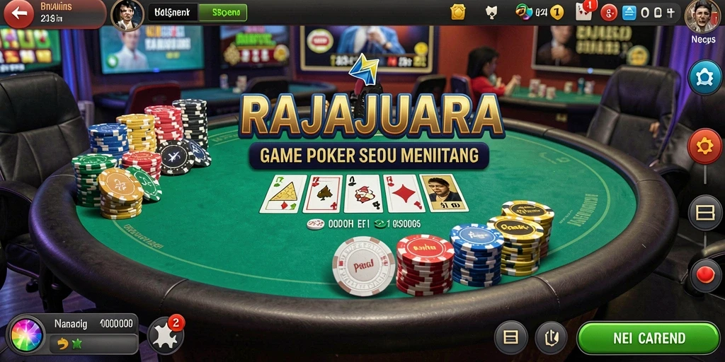 Screenshot gameplay RAJAJUARA menunjukkan suasana Poker yang menarik.