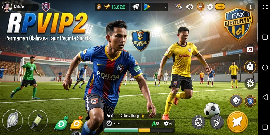 Screenshot RPVIP2 menampilkan pertandingan olahraga yang mendebarkan.