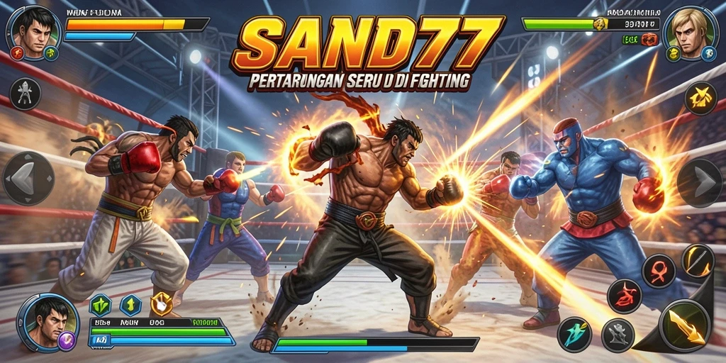 Gambaran menarik dari gameplay pertarungan SAND77 yang intens dan mendebarkan.